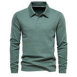 Fashion Plain Lapel Long-sleeved Polo Shirt Men's Casual Autumn Polo sweatshirt