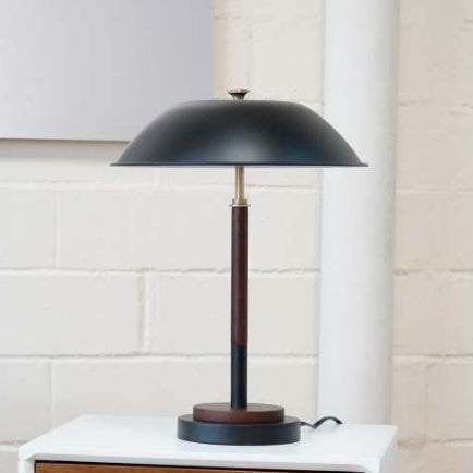 High Quality Hotel European Modern Bed Side Nightstand Decorative Led Table Desk Lamp, Cosmiclume Black Umbrella Shaped Table Lamp - Walnut - Bronze 110V