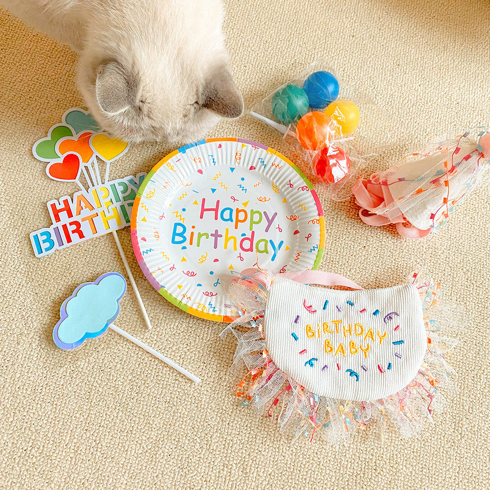 Pet Birthday Party Hat & Bib Set – Cute Dog & Cat Birthday Decoration Kit