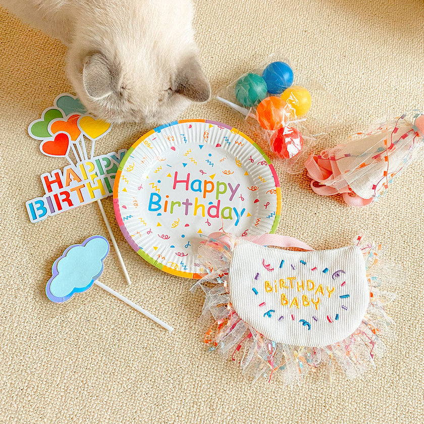 Pet Birthday Party Hat & Bib Set – Cute Dog & Cat Birthday Decoration Kit