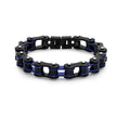 Men’s Two-Tone Black & Blue IP Stainless Steel Bicycle Chain Link Biker Bracelet