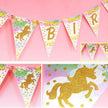 Birthday Party Decorations Banner Set – Colorful Pull Flag & Bunting Kit