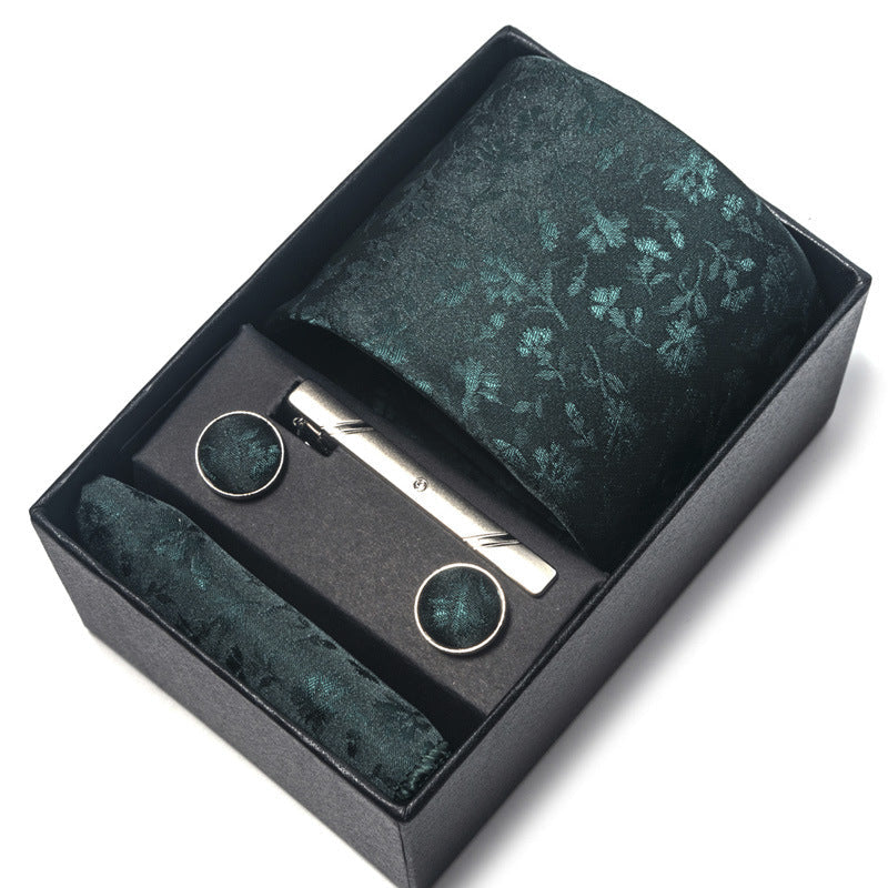 Men's Jacquard Woven Formal Tie Set – Rayon Arrow Necktie with Handkerchief, Tie Clip & Cufflinks | Canada & USA