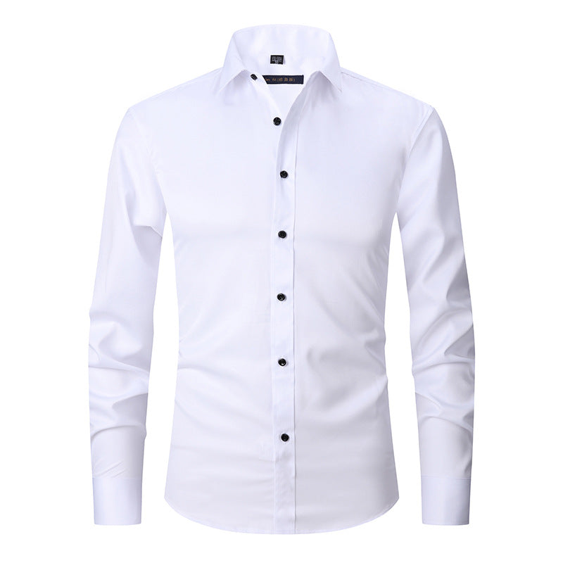 Men's Long Sleeve Business Casual Shirt – Loose Fit, 10 Colors, S–8XL | Canada & USA