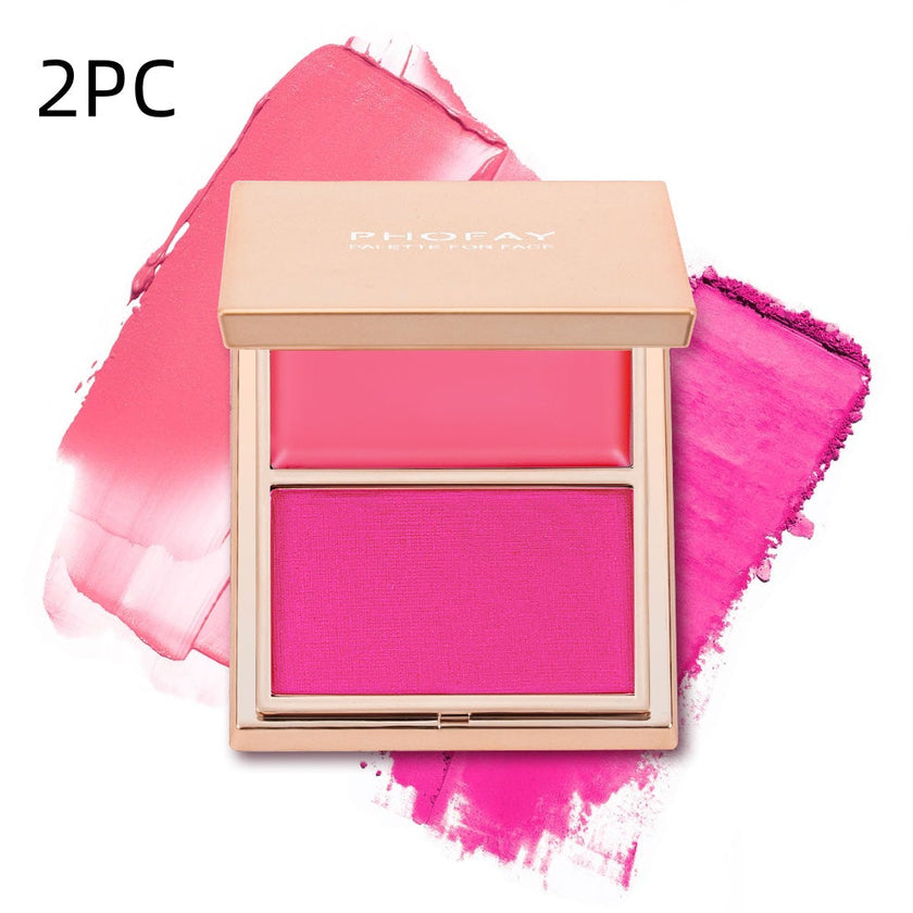 PHOFAY Double-Take Cream & Powder Blush Duo – Multi-Colour Blush & Contour Set