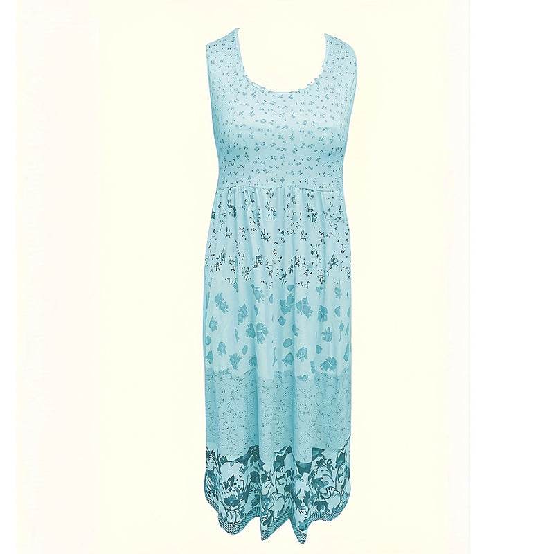 Casual Summer Boho Dress Floral Sleeveless Midi Dress