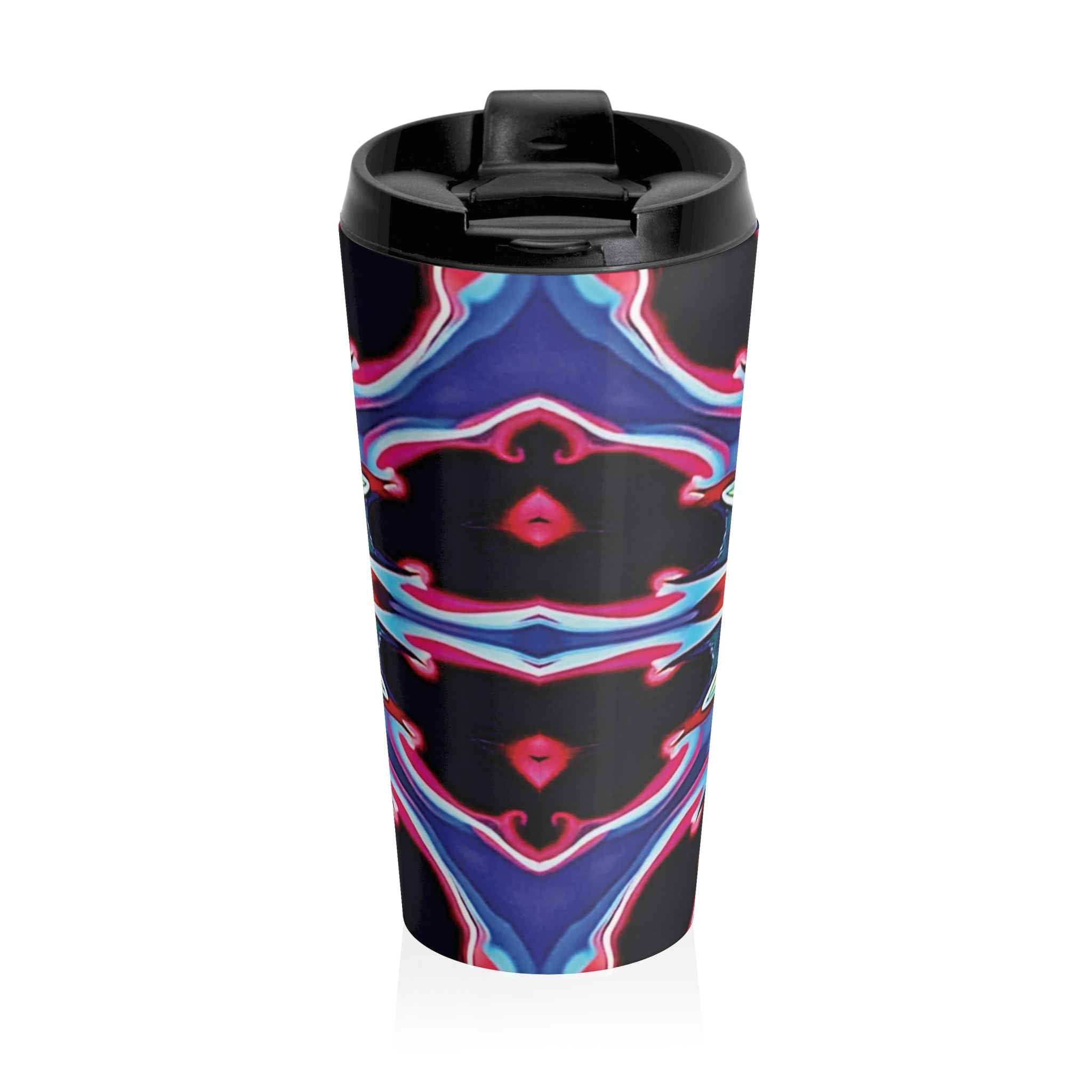 Kaleidoscope Mandala Stainless Steel Travel Mug — Colorful Psychedelic Tumbler