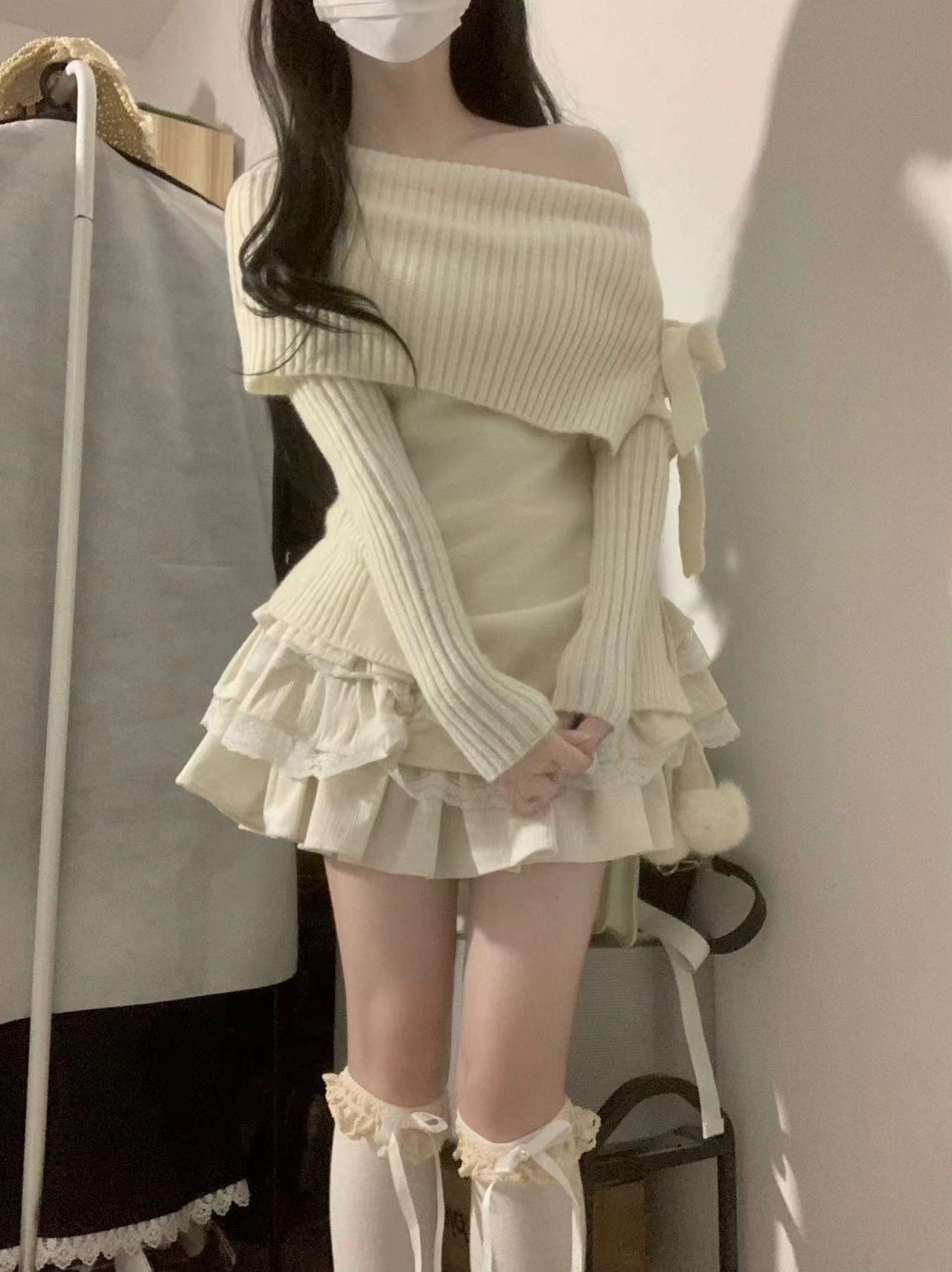 One-Shoulder Long Sleeve Knit Top for Women – Stylish White Knitwear Canada USA