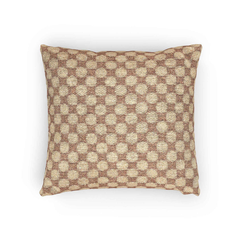 Woven Checkered Pattern Pillow | Neutral Brown Geometric Throw Pillow
