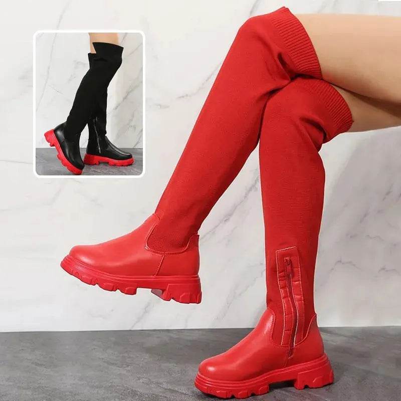 Long Boots Women Winter Shoes Fashion Side Zipper Knee High Boots