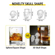 Skull Ice Cube Tray, 6-Grid Skull Ice Ball Maker, Flexible Black Silicone Ice Tray With Lid & Funnel, Skull Ice Cubes In 3 Distinct Patterns For Beverages & Chocolates On Parties & Holidays