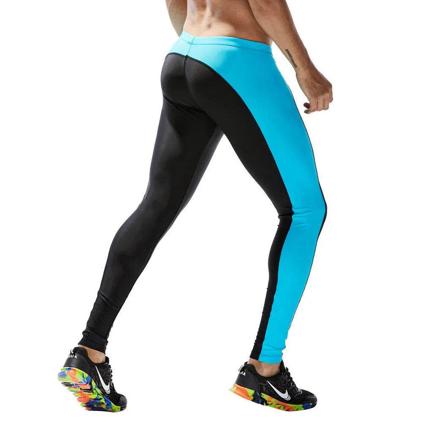 Men's color block Spandex sports yoga pants Long John Pant