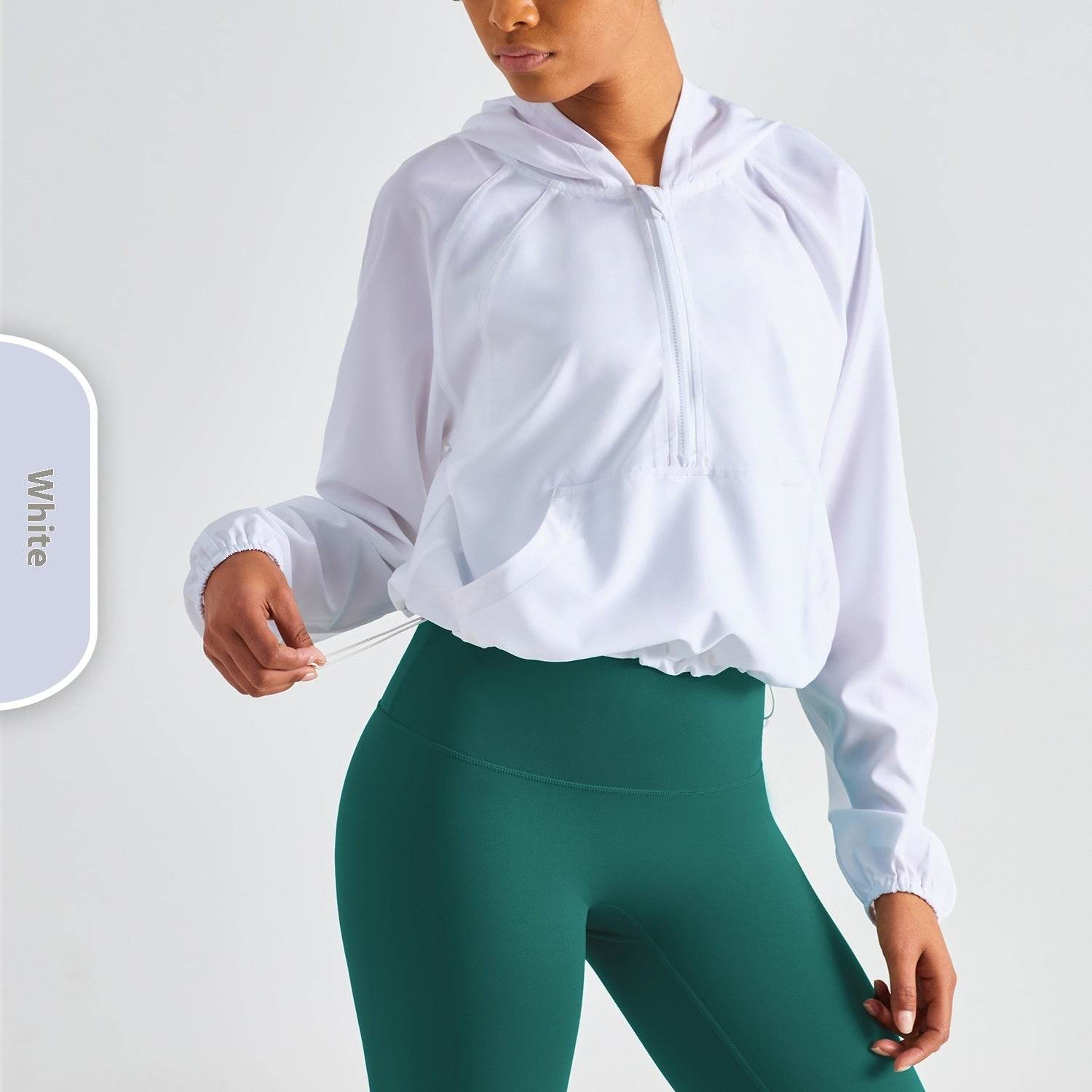 Women's Half Zipper Drawstring Workout Hoodie Athleisure Gym Hoodie