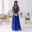 V-neck Sleeveless Dress With Belt Summer Fashion.