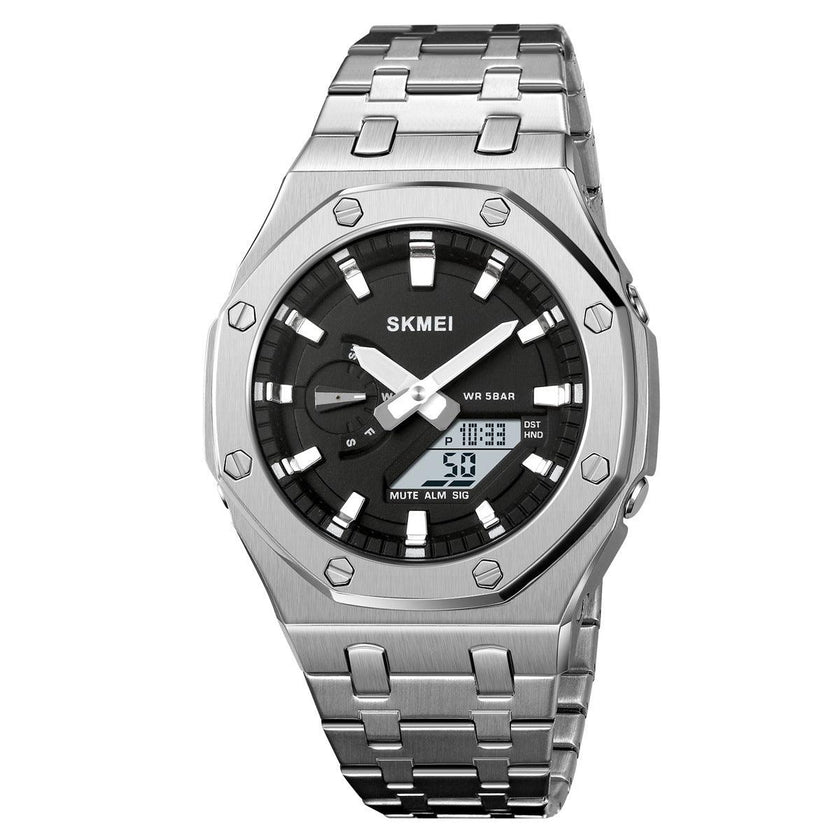 Men's Multifunction Dual Display Business Watch Quartz 50M Waterproof