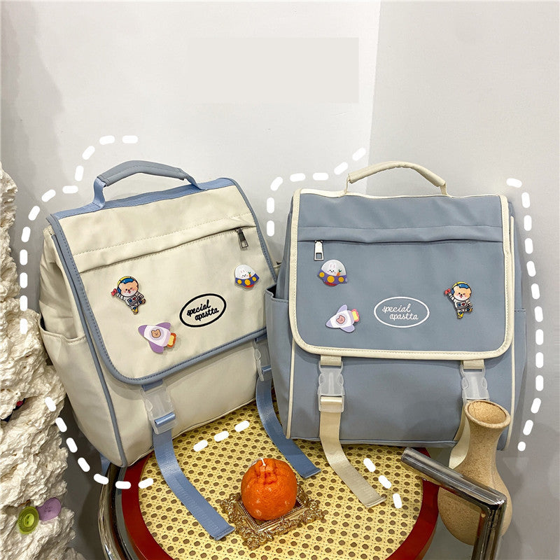 Japanese Style High School Girls Backpack – JK Fashion Nylon Waterproof School Bag (Black, White, Light Blue)