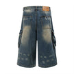 Old Washing Workwear Denim Shorts Men Jeans