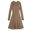 Autumn Winter Round neck Slim fit Mini Flared Sweater Dress