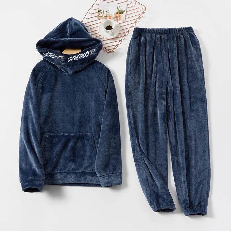 Men's Hooded Warm And Thickened Pajamas Suit