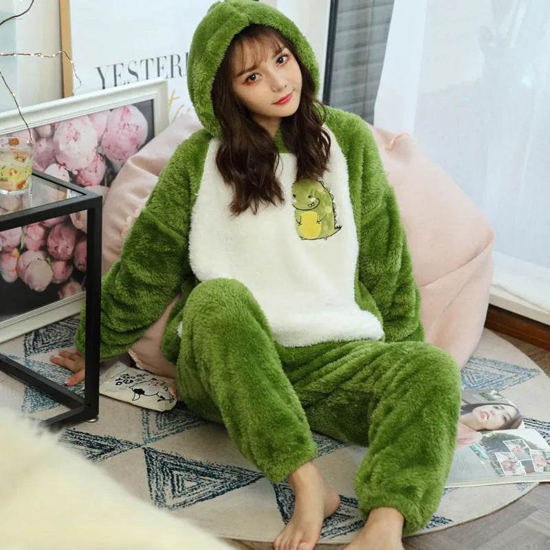 Thick Warm Coral Velvet Pajamas Sets