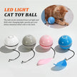 USB Rechargeable LED Rolling Cat Ball Toy with Feather & Bell – Blue, White, Gray, Pink