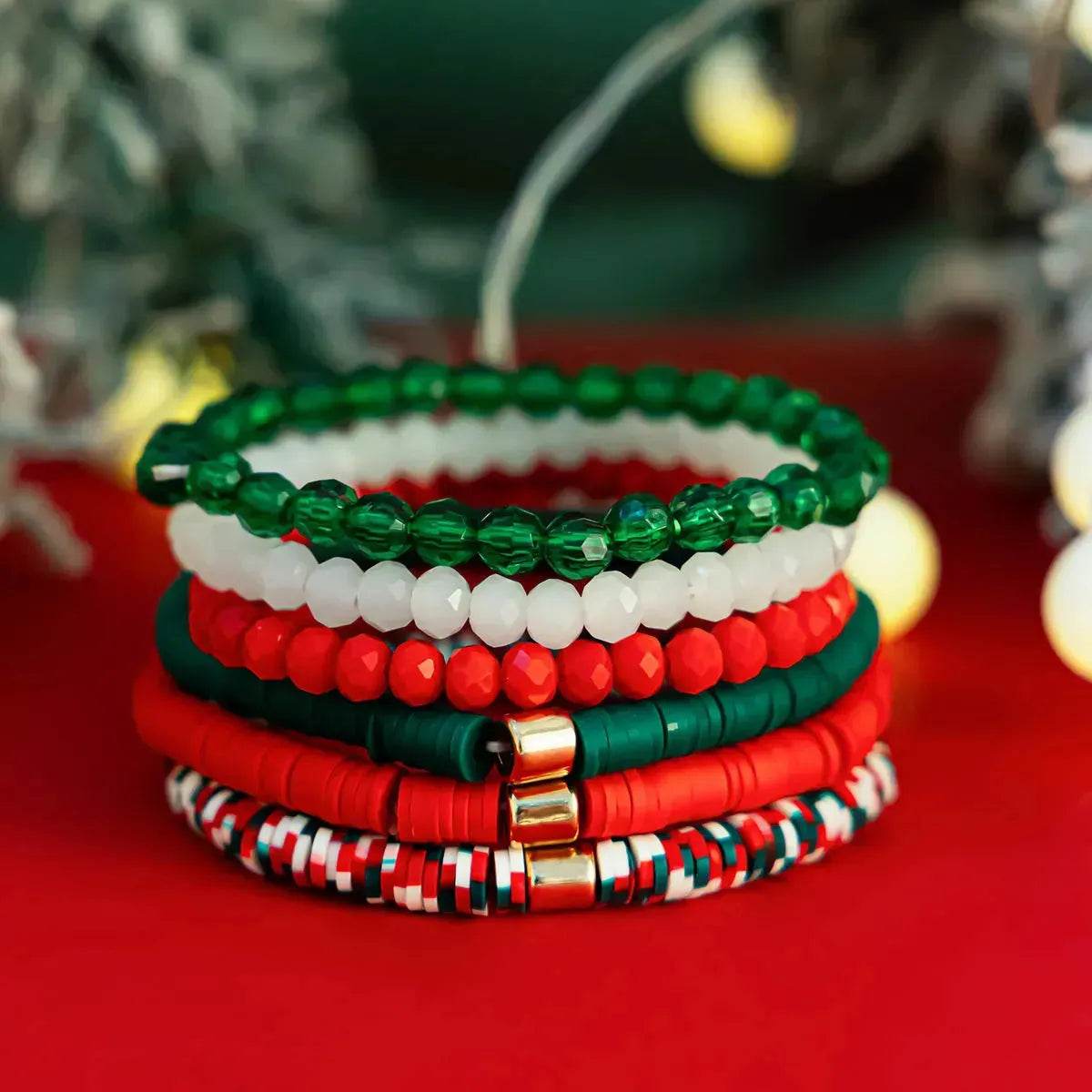 Christmas Polymer Clay Color Bracelet set  Xmas gift idea