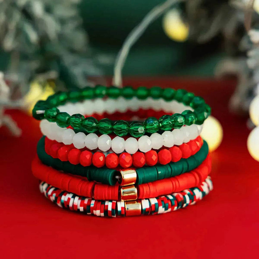 Christmas Polymer Clay Color Bracelet set  Xmas gift idea