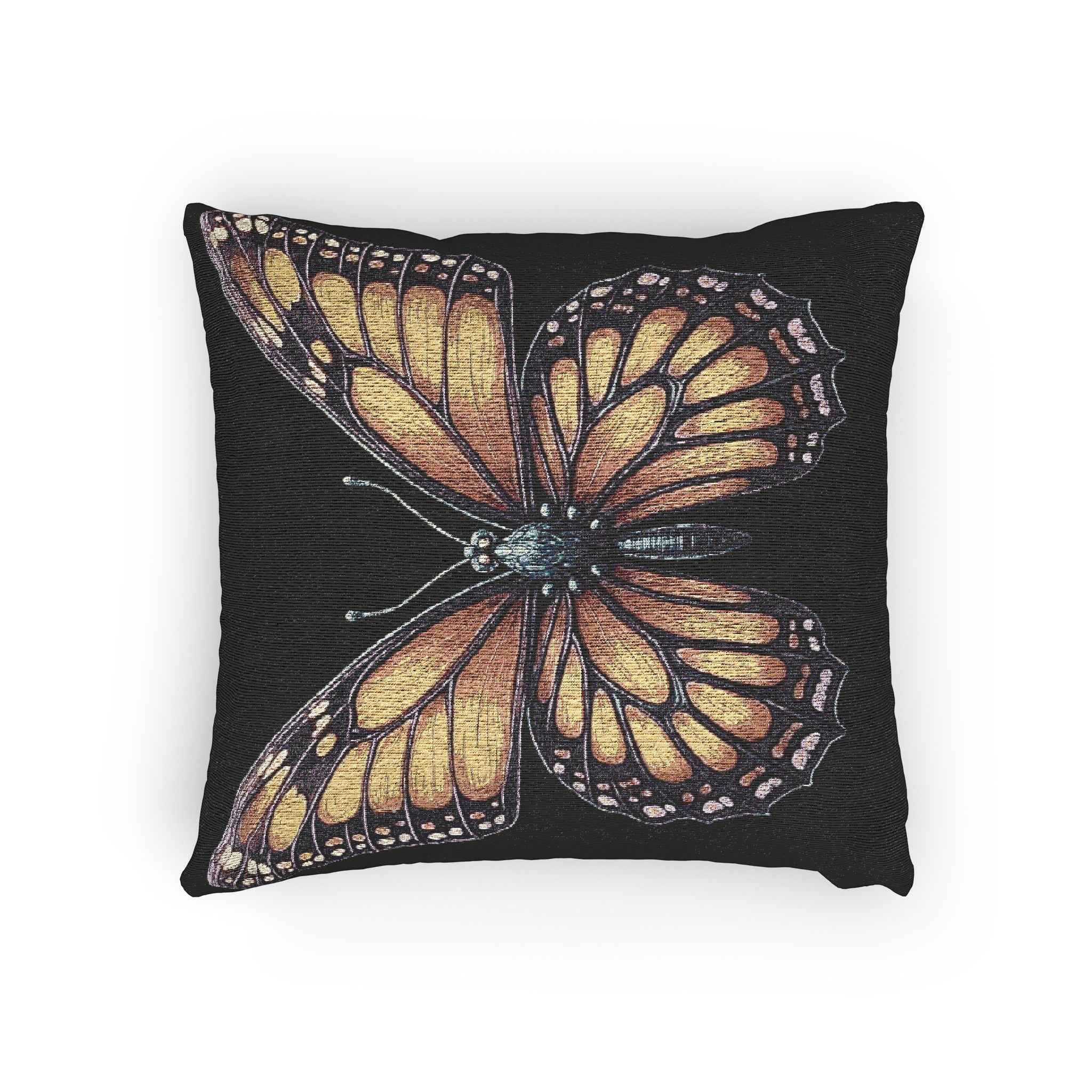 Monarch Butterfly Woven Pillow | Pixel Art Butterfly Throw Pillow