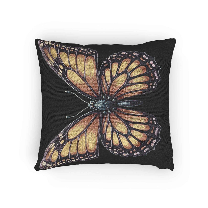 Monarch Butterfly Woven Pillow | Pixel Art Butterfly Throw Pillow