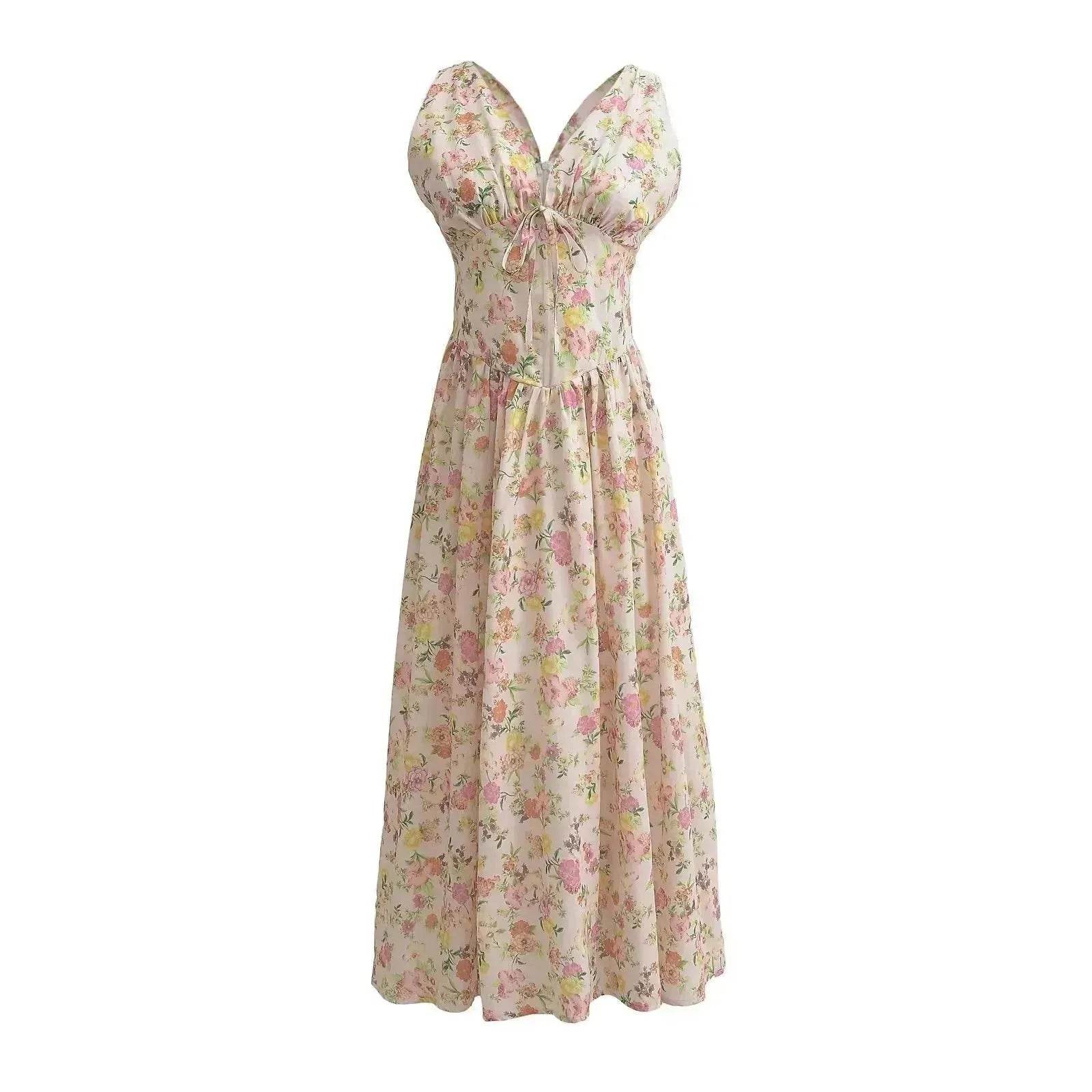 Women's Summer French Seaside Vacation Waist-tight Temperament Midi Skater Dress