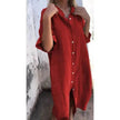 Women's Cotton Linen Shirt Dress – Loose Casual Button-Down A-Line Dress