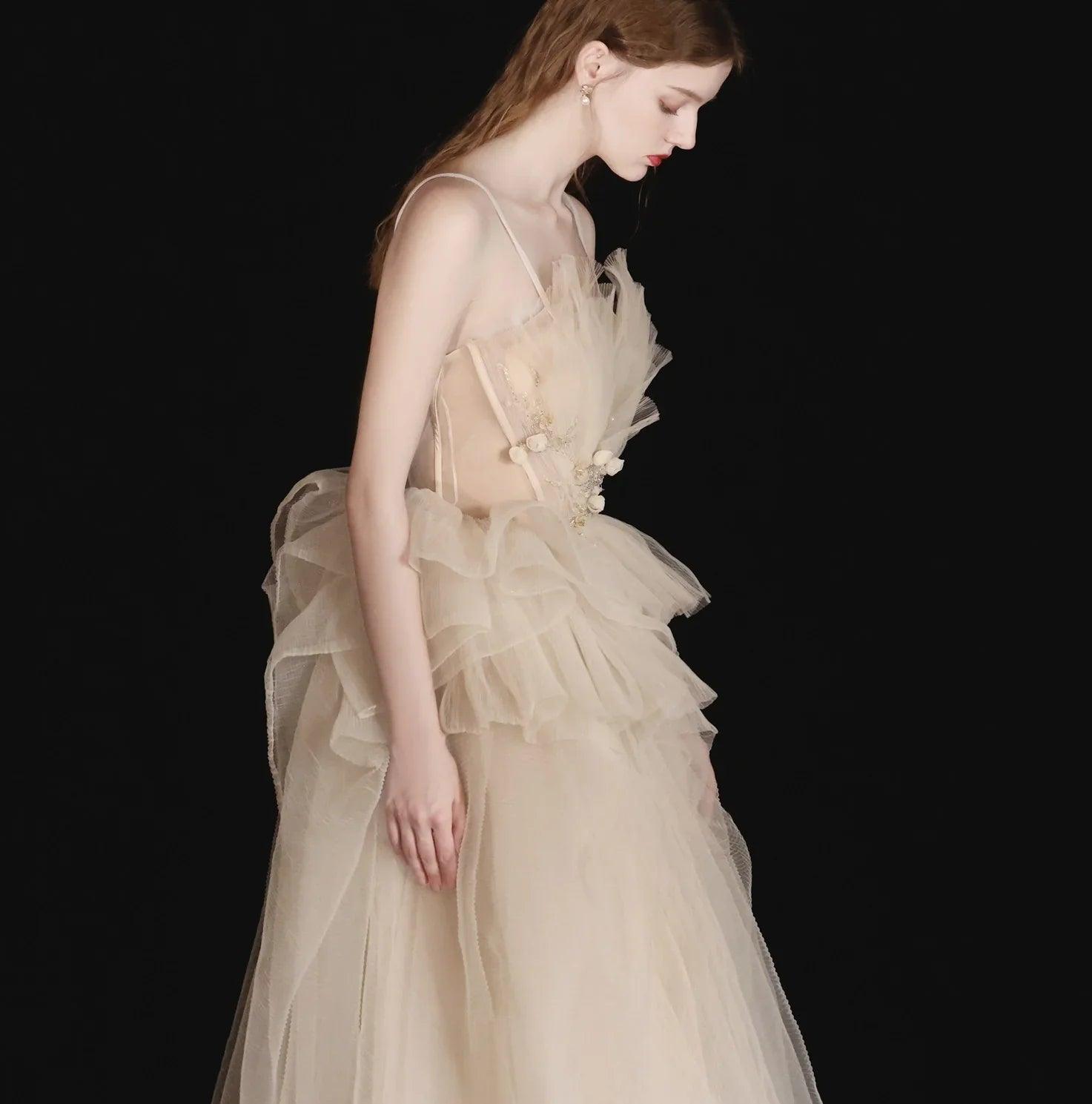 Champagne Annual Meeting Dinner Ladies Belt Long Dress