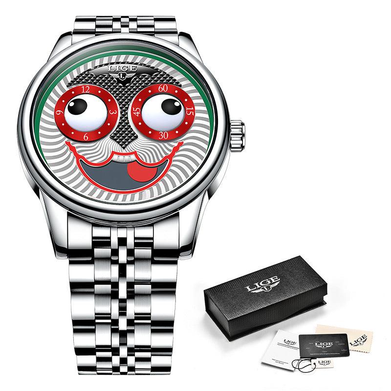 Unisex Chain Watch Mechanical Moon Phase Stainless Steel Dress Watch