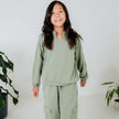 Youth Bamboo Fleece Collared Pullover | Sage