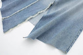 Fashionable Asymmetric High Waist Midi Denim Split Skirt