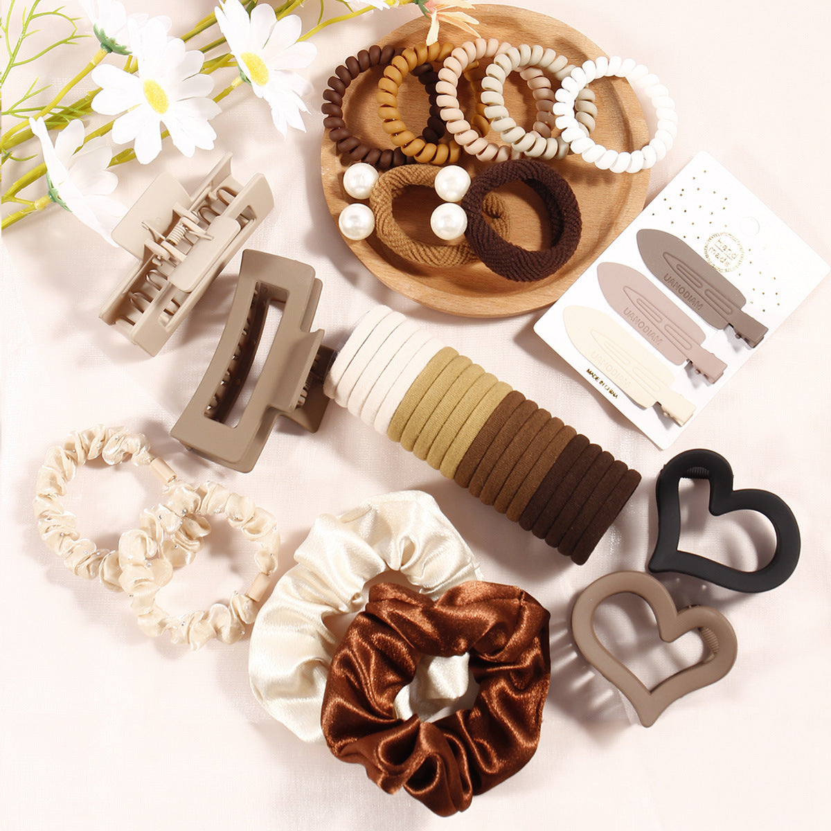 Coffee Series Hair Barrette Combination Set – Plastic Resin Hair Clips for Women