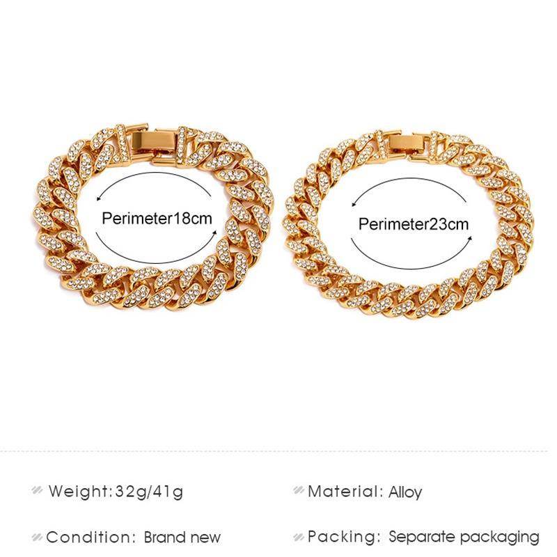 Diamond Cuban Punk Chunky Chain Hihop Bracelet unisex