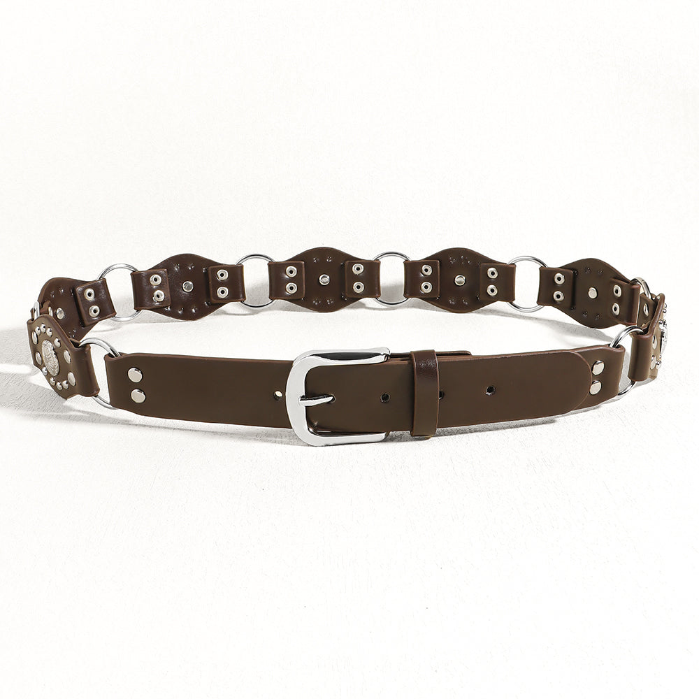 Vintage Riveted Punk Belt – Alloy & PU Unisex Fashion Belt in 110cm & 120cm (12 Styles)