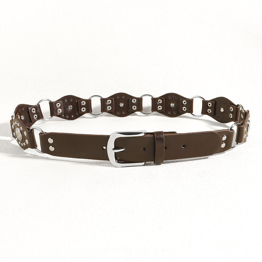 Vintage Riveted Punk Belt – Alloy & PU Unisex Fashion Belt in 110cm & 120cm (12 Styles)