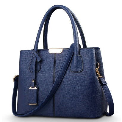Women's PU Leather Lychee Pattern Shoulder Bag – Portable Crossbody Messenger Bag