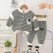Casual Letter Stripes Loose Round Neck Boys' Long Sleeve Sweater Suit Two piece for boys