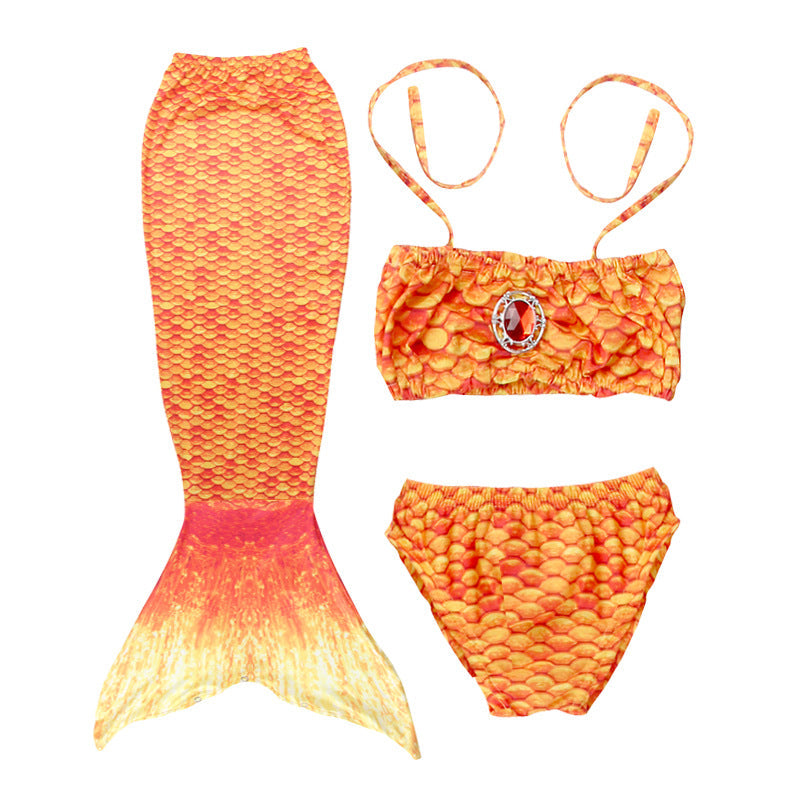 Girls Mermaid Bikini Set for Kids – 3-Piece Swimsuit with Skirt, Panties & Bra (Ages 3–8)