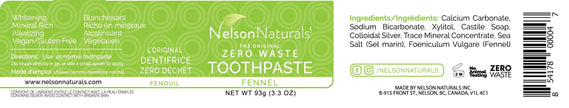 Nelson Naturals - Fennel Toothpaste (93g)