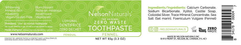 Nelson Naturals - Fennel Toothpaste (93g)