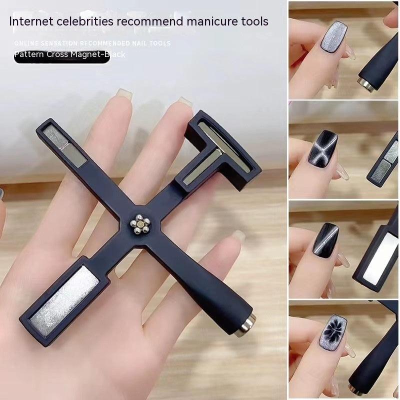 Cat's Eye Nail Magnet Tool, Cross Pattern, Strong Magnetic Manicure Stick