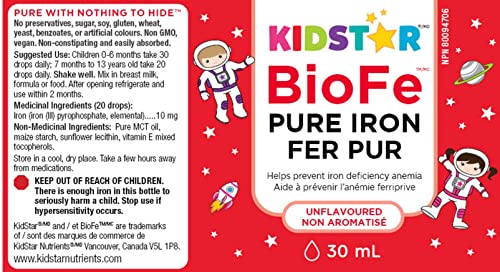 KidStar Nutrients - BioFe Pure Iron Drops Unflavoured (30ml)
