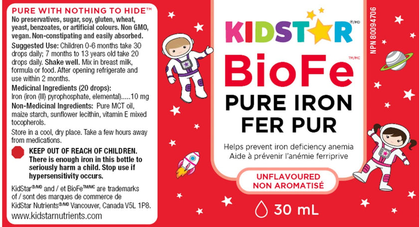 KidStar Nutrients - BioFe Pure Iron Drops Unflavoured (30ml)