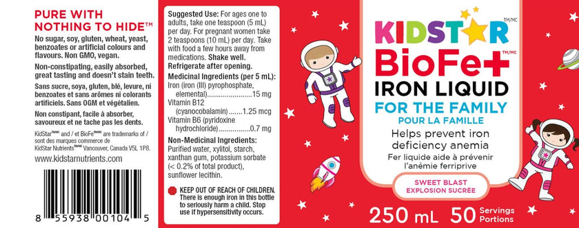 KidStar Nutrients - BioFe+ Iron Liquid (250ml)