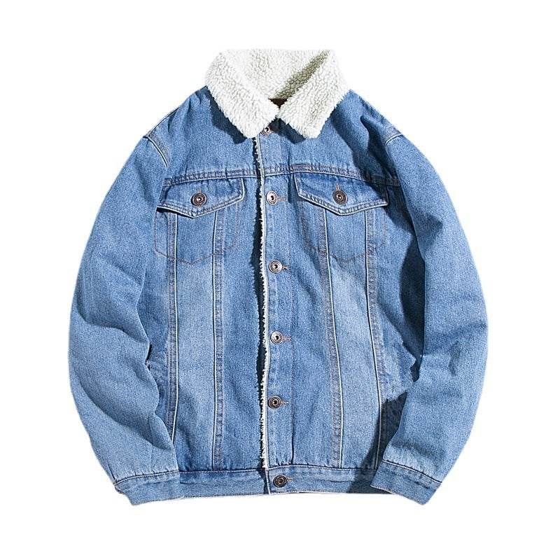 Winter Fleece-lined Denim Coat For Men Thickened Jeans jacket
