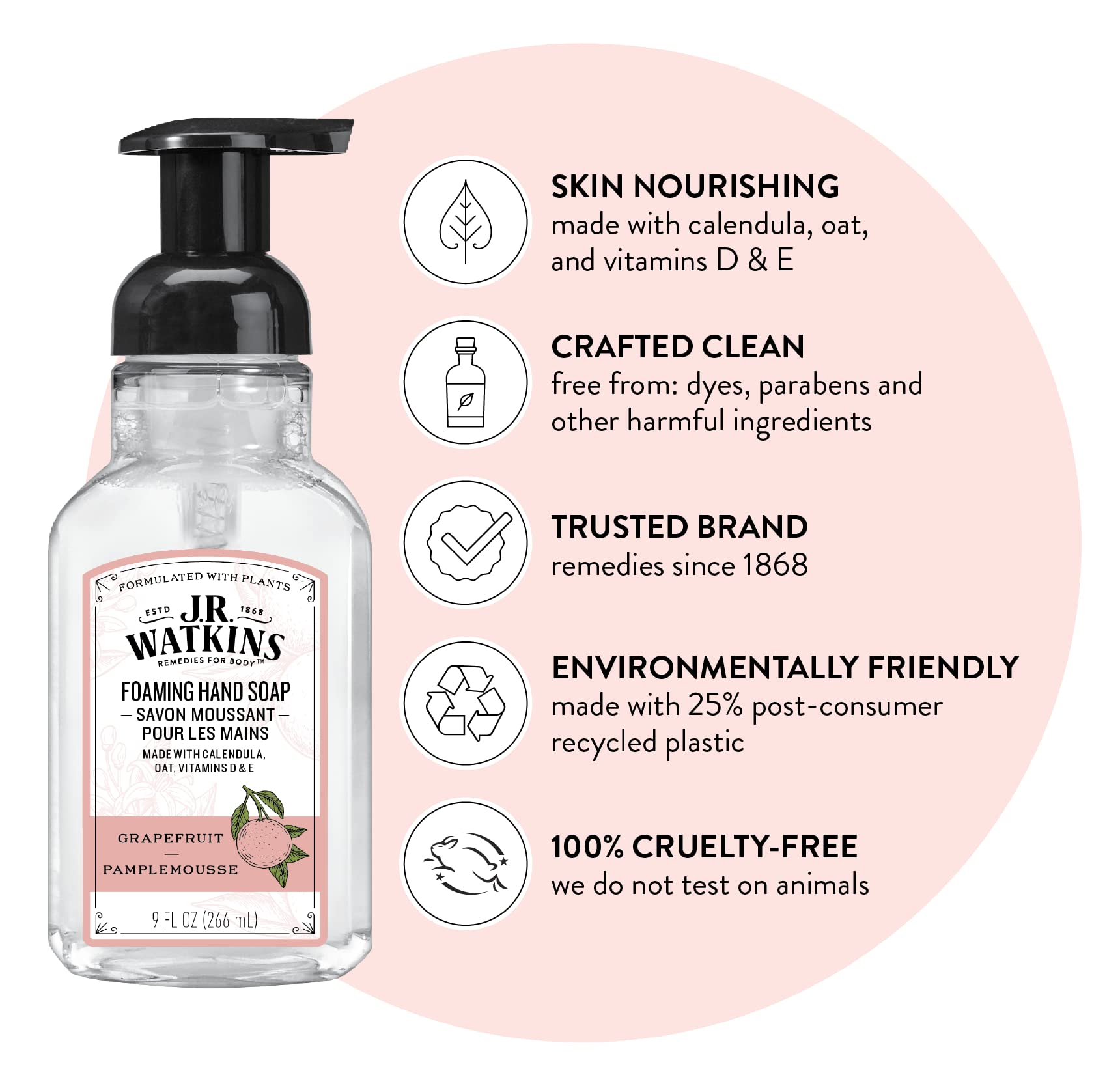 J.R. Watkins - Grapefruit Foaming Hand Soap (266ml)